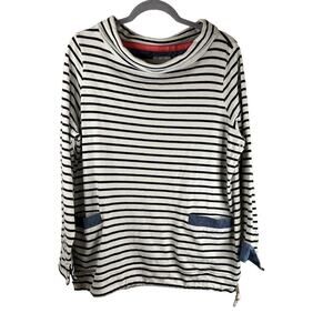 Mariners Grade Women's White and Blue Striped Blouse Size 14 w/Pockets